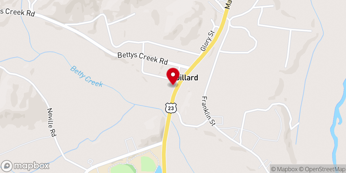 Map showing location of Dillard United Methodist Church