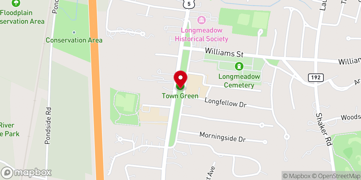 Map showing location of Longmeadow Town Green