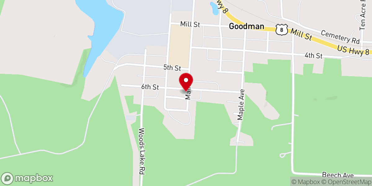 Map showing location of Saint Joan of Arc Catholic Church, Goodman