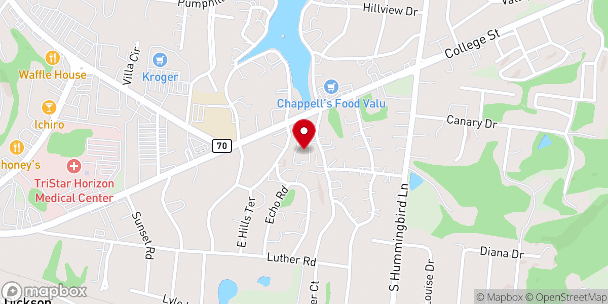 Map showing location of Dickson Cumberland Presbyterian Church