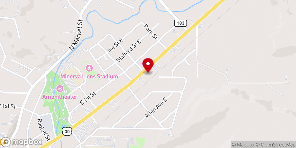 Map showing location of Minerva Church of the Nazarene