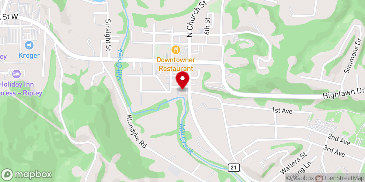 Map showing location of City of Ripley