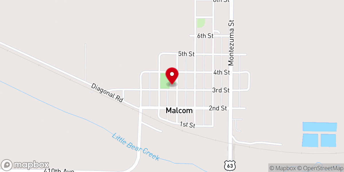 Map showing location of Malcom City Hall