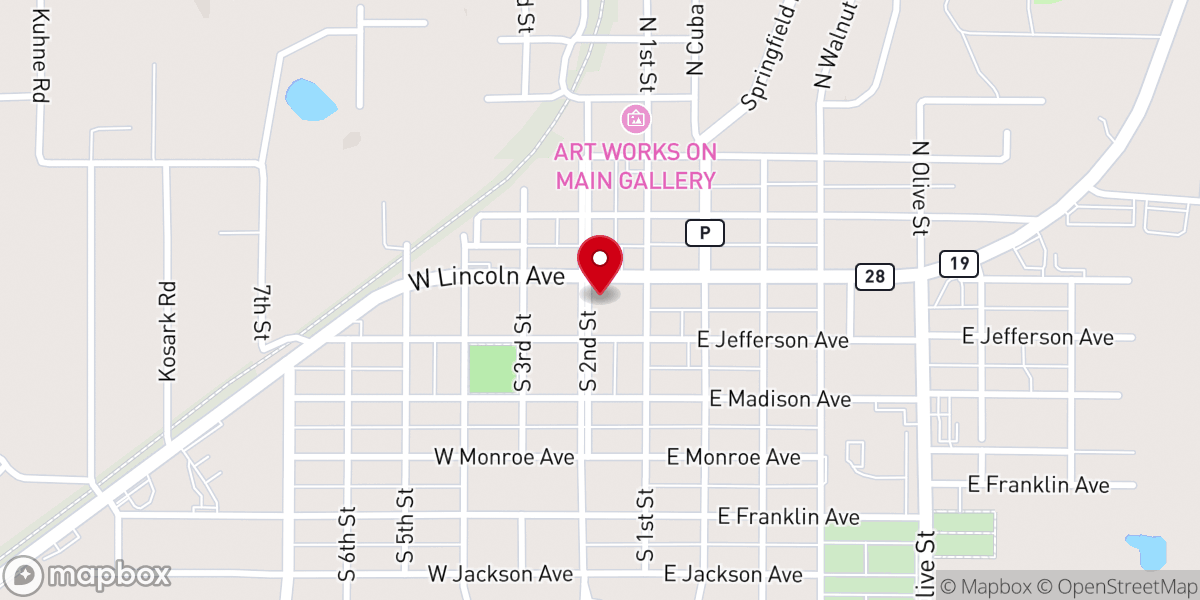 Map showing location of First Baptist Church