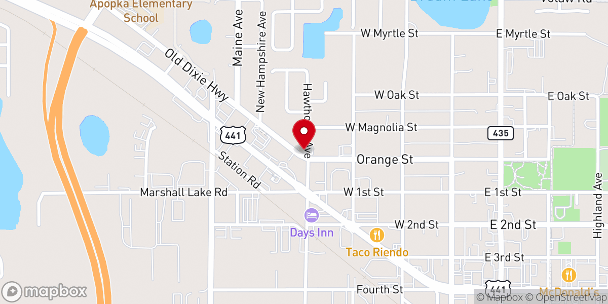 Map showing location of Apopka Spanish Seventh-day Adventist Church