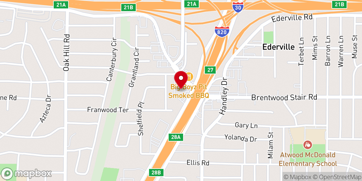 Map showing location of Bridgewood Church of Christ
