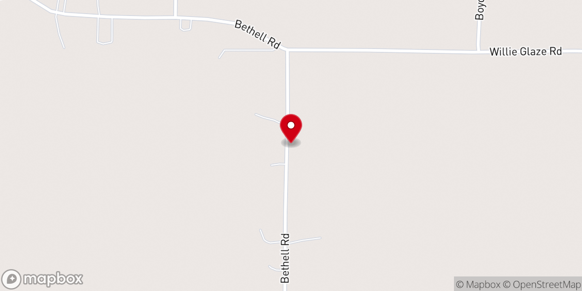 Map showing location of Bethel United Methodist Church