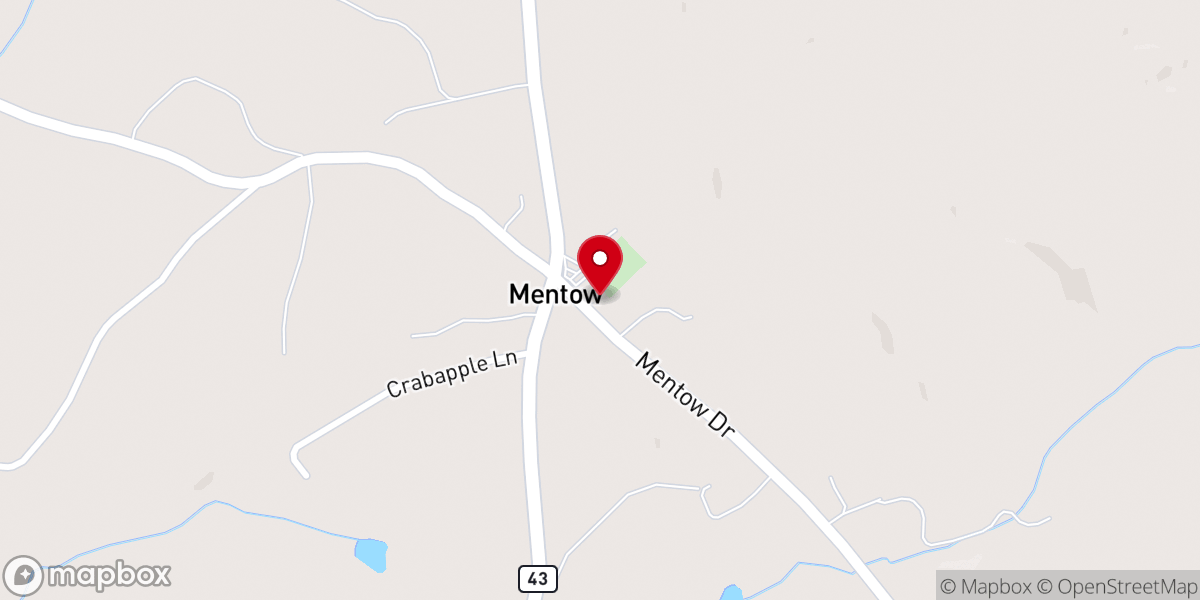Map showing location of Mentow Baptist Church