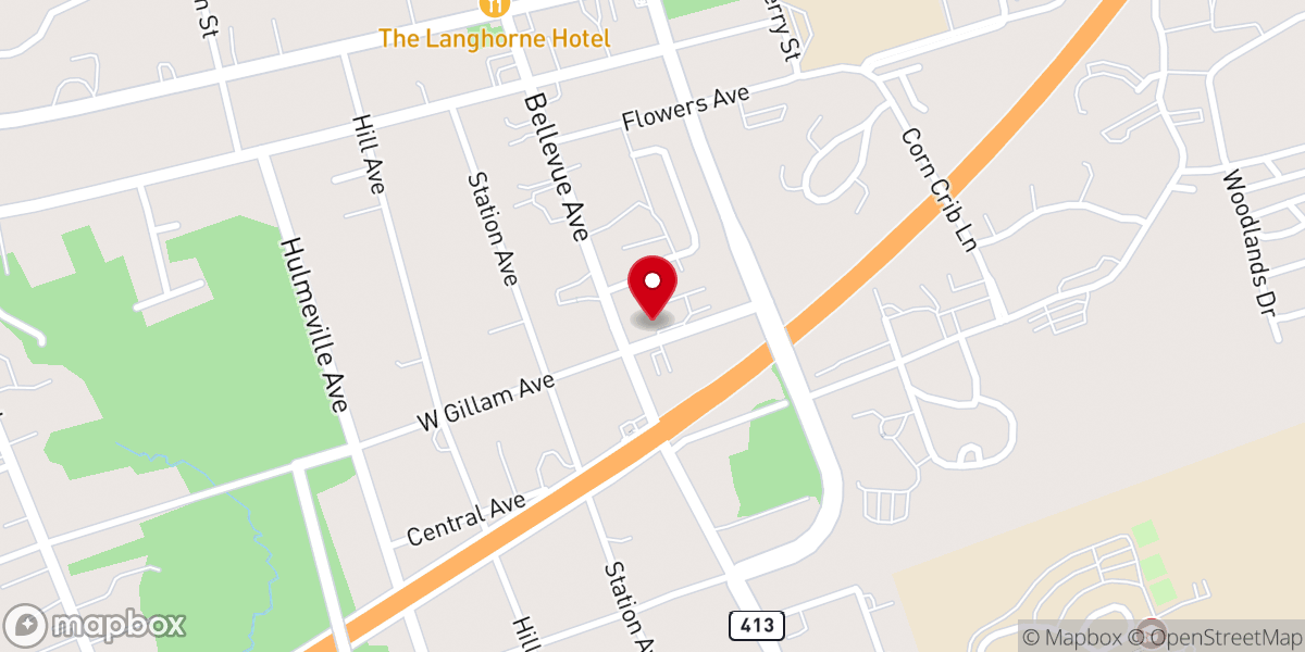 Map showing location of Langhorne Presbyterian Church