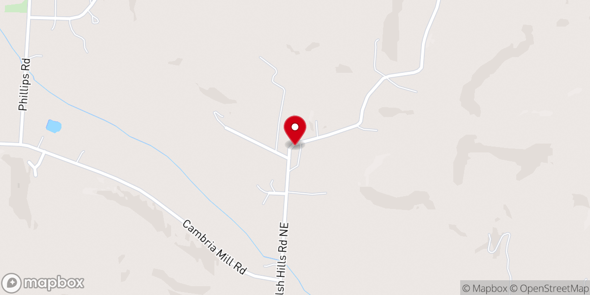 Map showing location of Welsh Hills Church