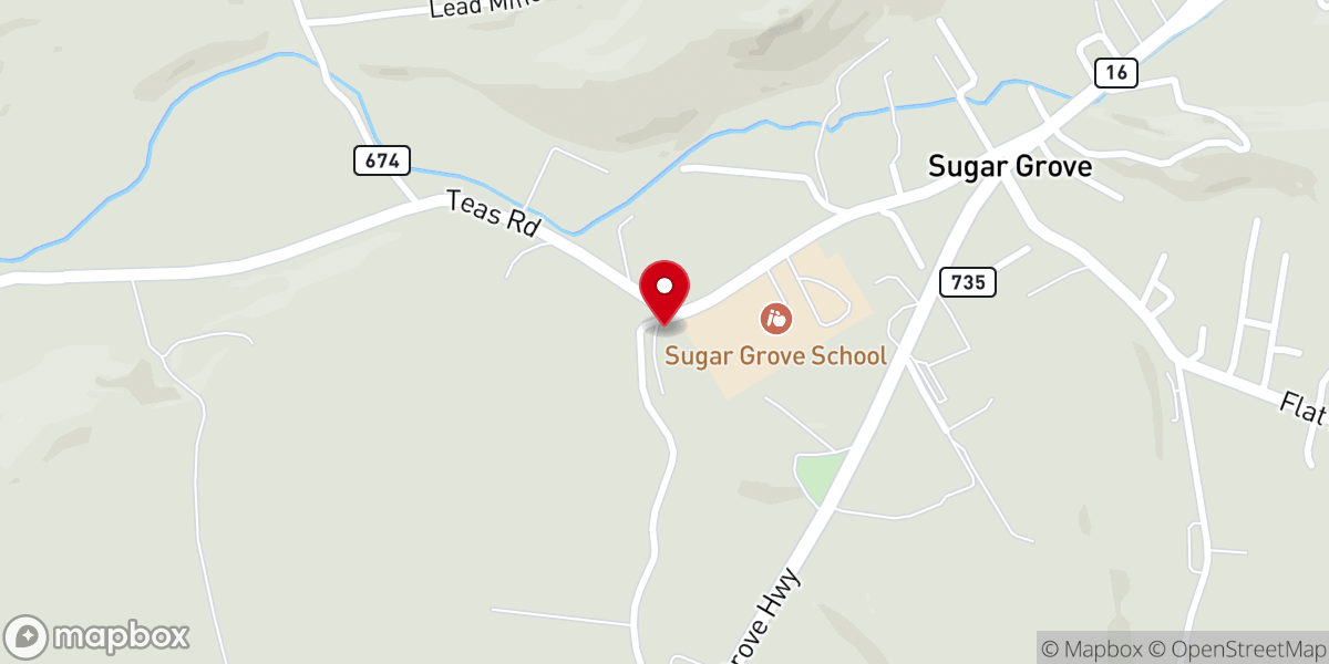 Map showing location of Sugar Grove Baptist Church - Manna from Heaven - Food Distribution Center