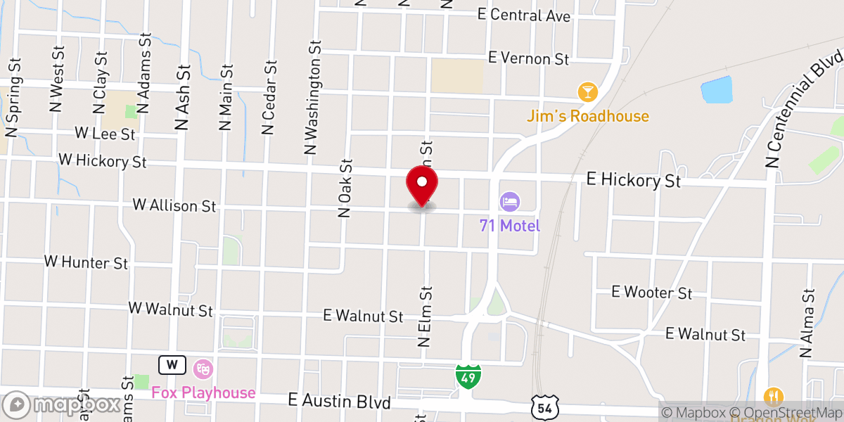 Map showing location of Community-Christ Allison & Elm