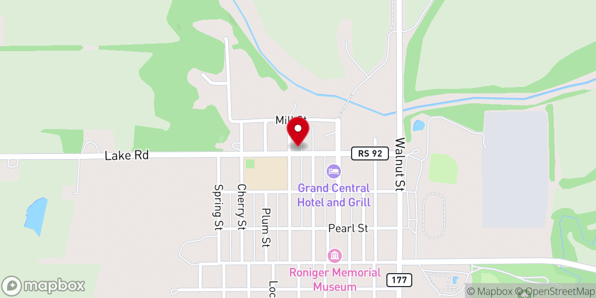 Map showing location of Cottonwood Falls Calaboose
