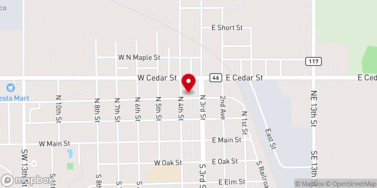 Map showing location of United Methodist Parsonage