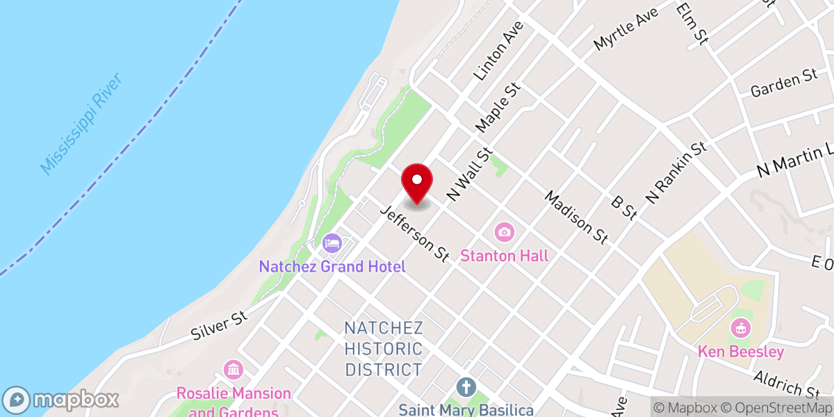 Map showing location of Natchez City Auditorium