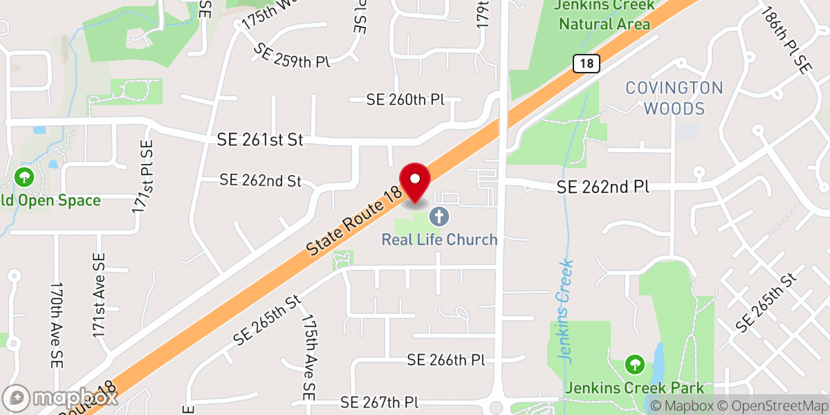 Map showing location of Real Life Church
