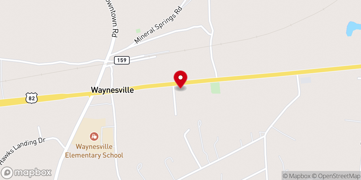Map showing location of Waynesville Missionary Baptist Church