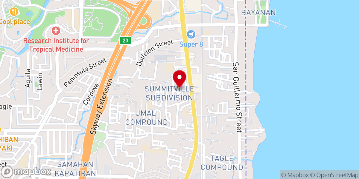 Map showing location of Muntinlupa Baptist Church