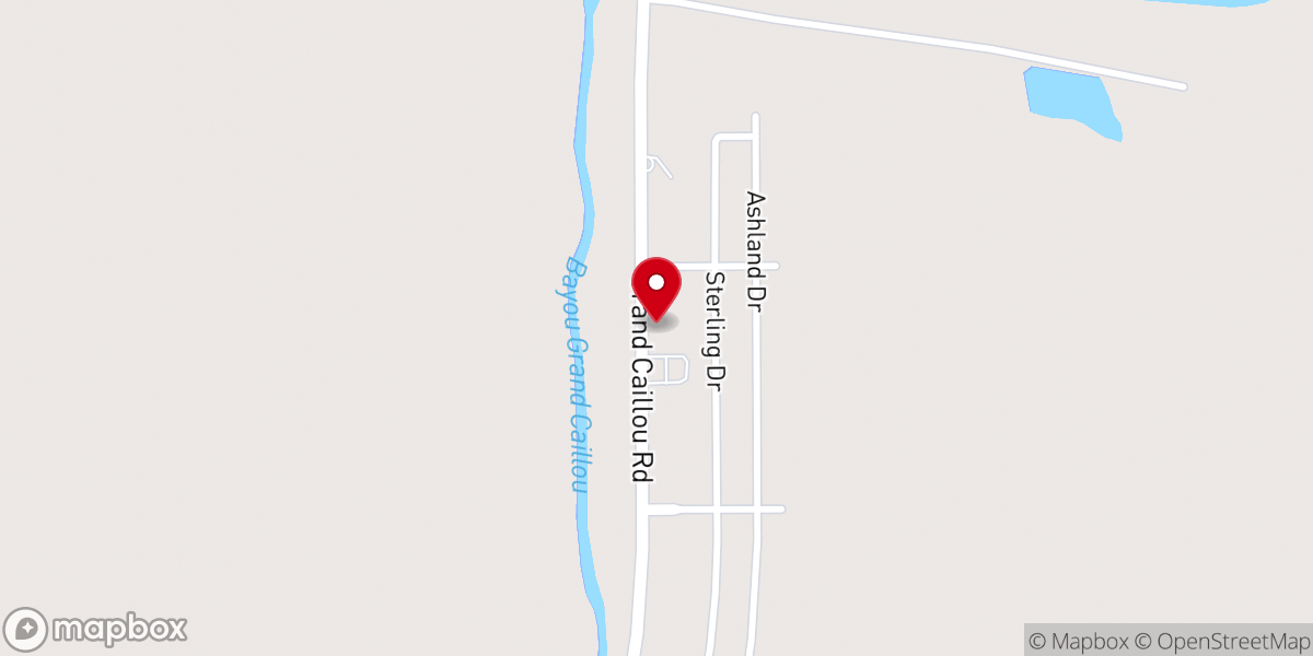 Map showing location of Grand Caillou Baptist Church