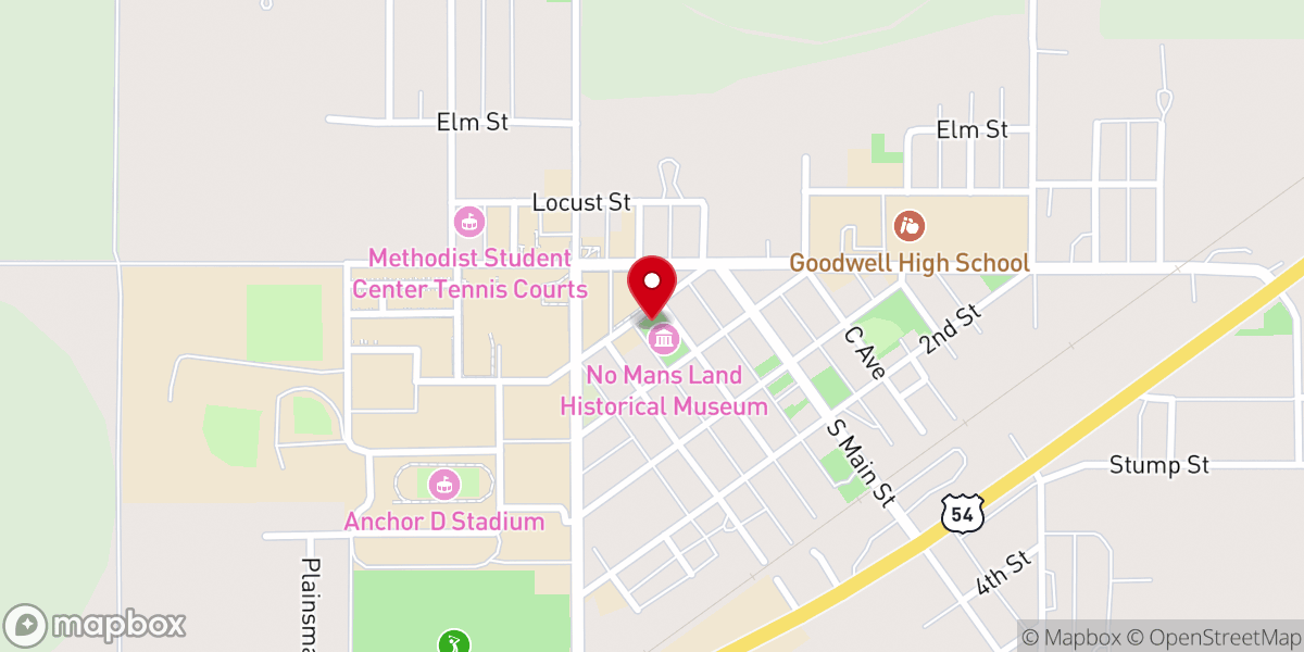 Map showing location of No Man's Land Museum