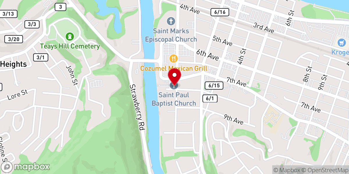 Map showing location of St Paul Baptist Church