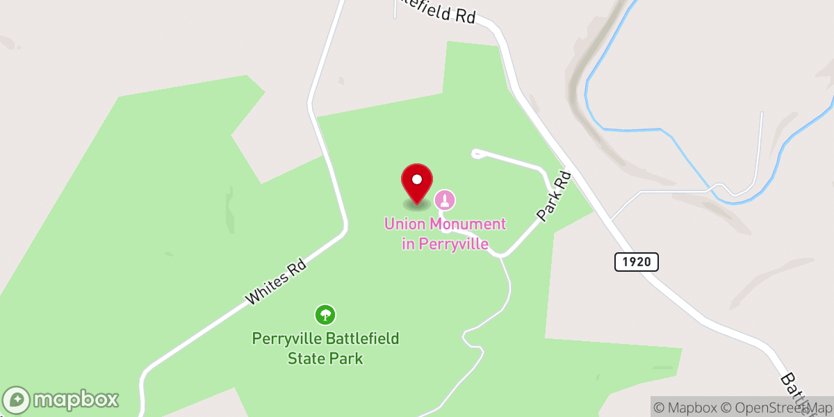 Map showing location of Perryville Battlefield State Historic Site
