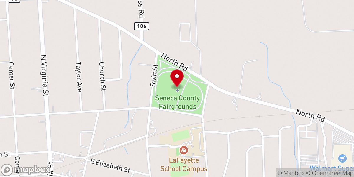 Map showing location of Seneca County Fair