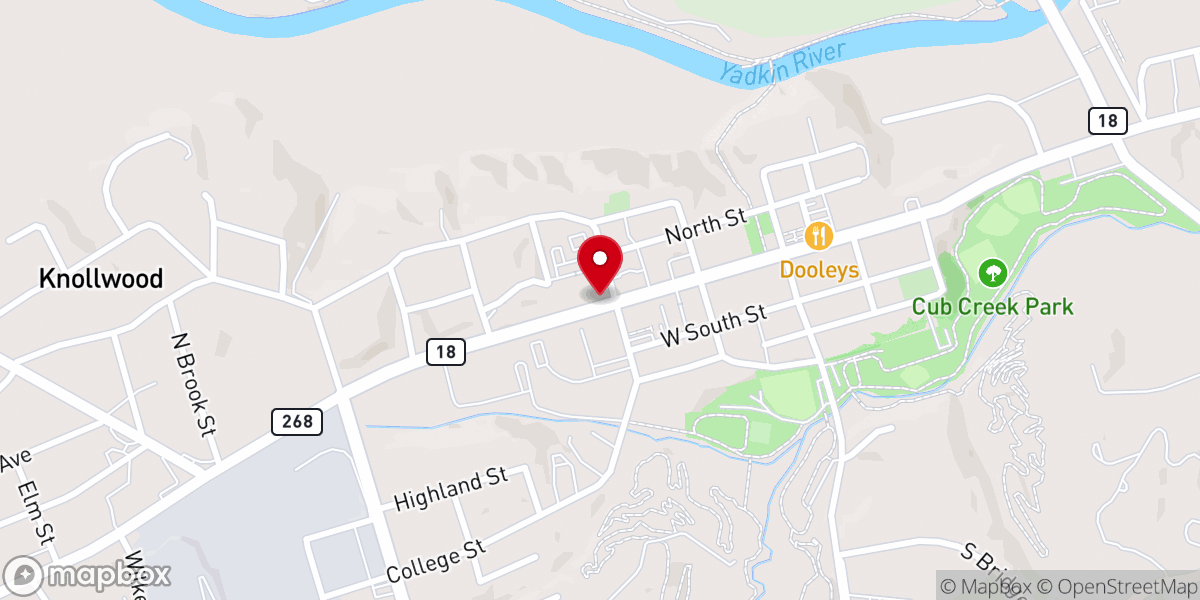Map showing location of Wilkesboro Baptist Church