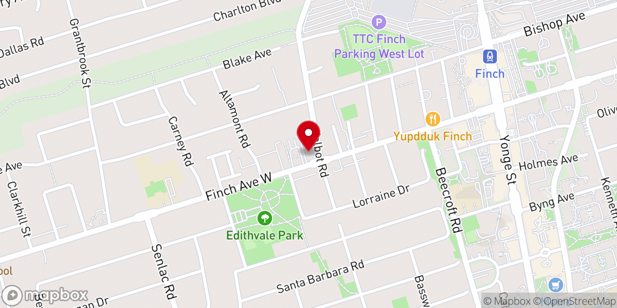 Map showing location of North Toronto Chinese Baptist Church
