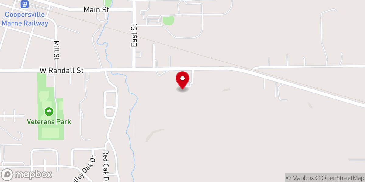 Map showing location of Coopersville Bible Church