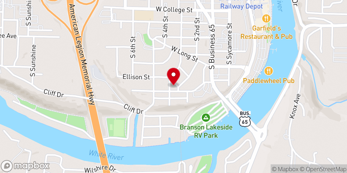 Map showing location of Branson First Church Of The Nazarene