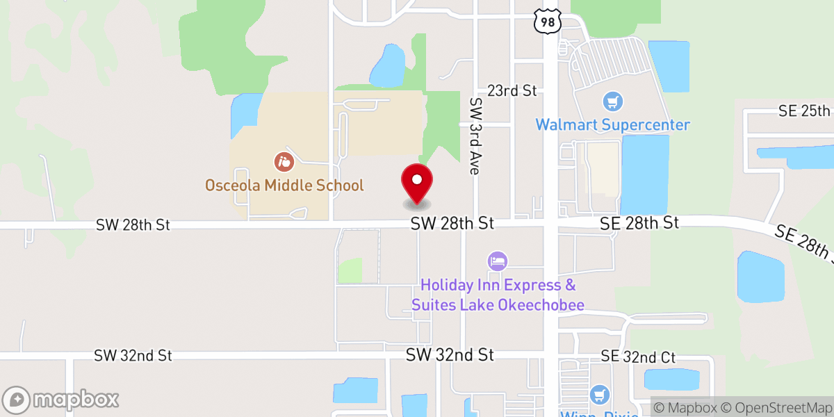 Map showing location of Okeechobee Church of the Nazarene