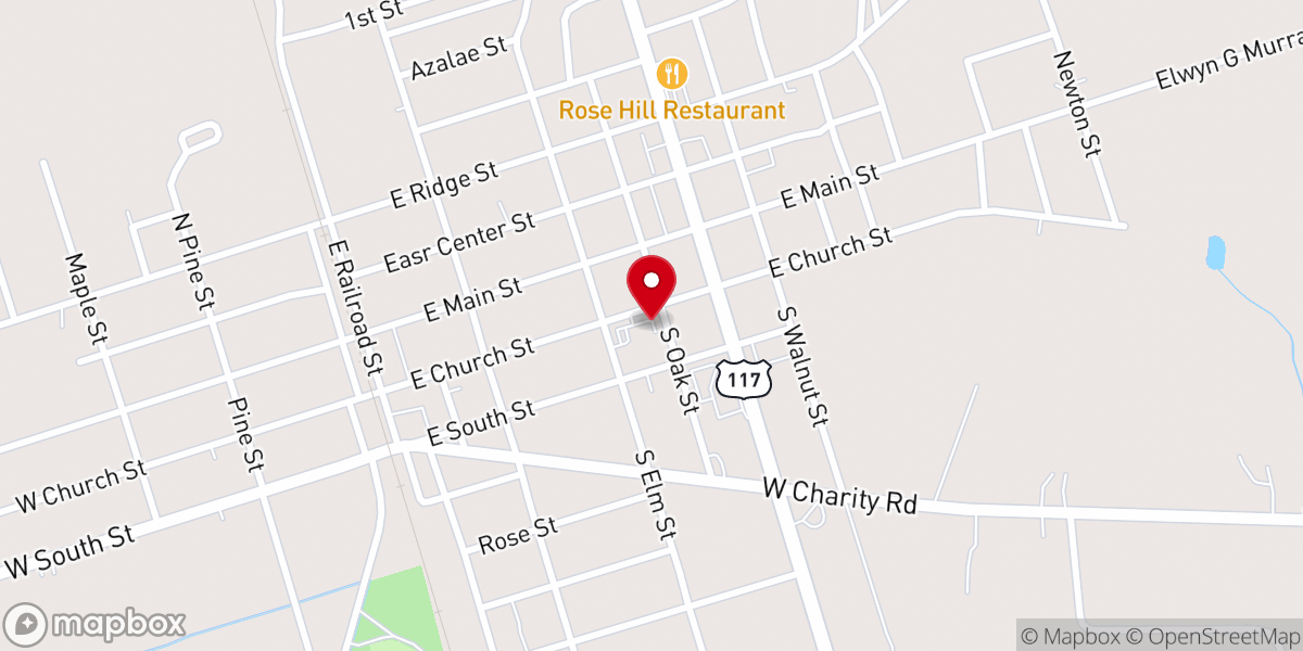 Map showing location of Rose Hill Methodist Church