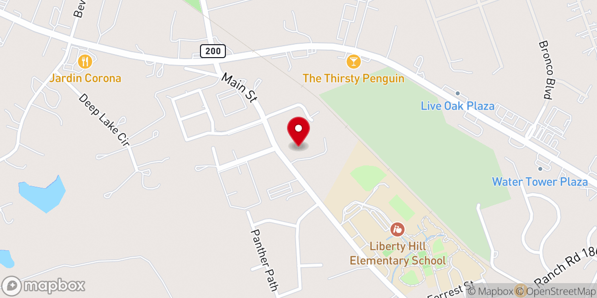 Map showing location of Liberty Hill Church of Christ