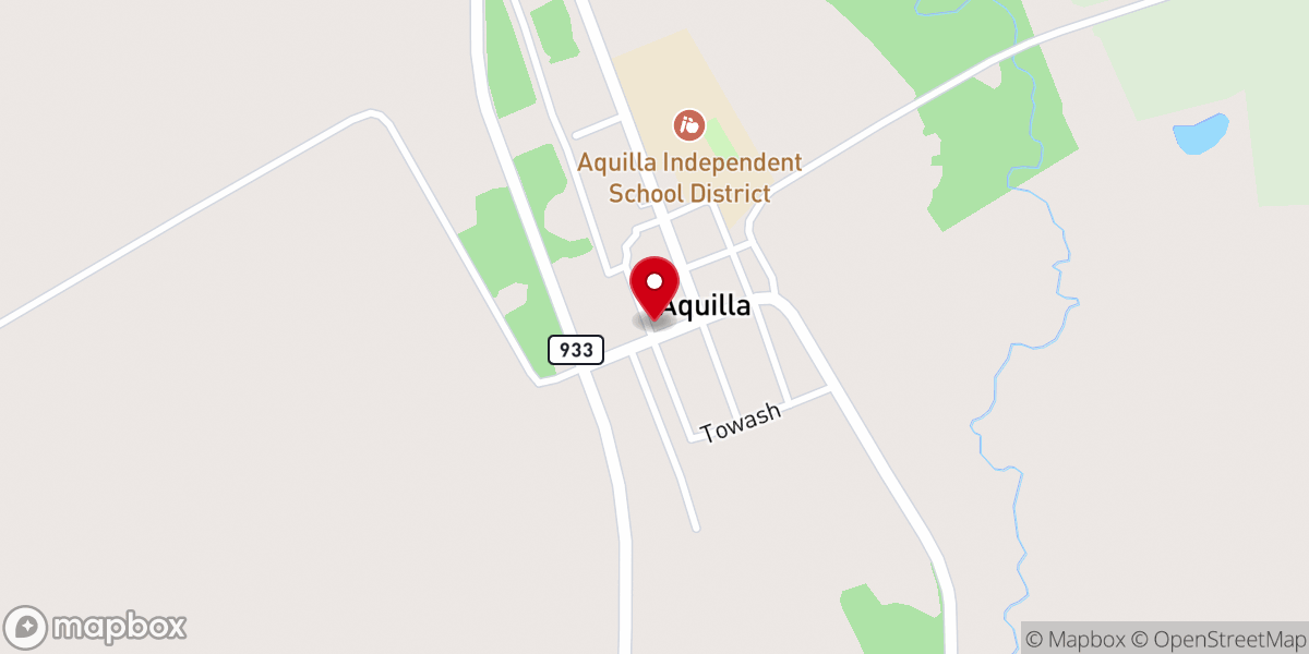 Map showing location of Aquilla Volunteer Fire Department