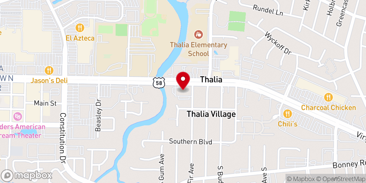Map showing location of Thalia United Methodist Church