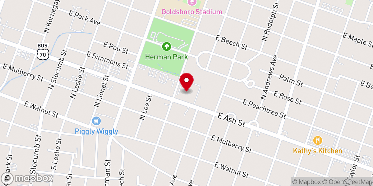 Map showing location of Pinewood Presbyterian Church