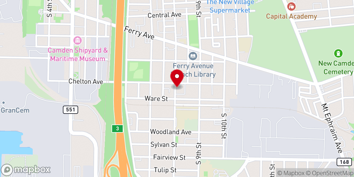Map showing location of Camden Mount Olivet Seventh-day Adventist Church