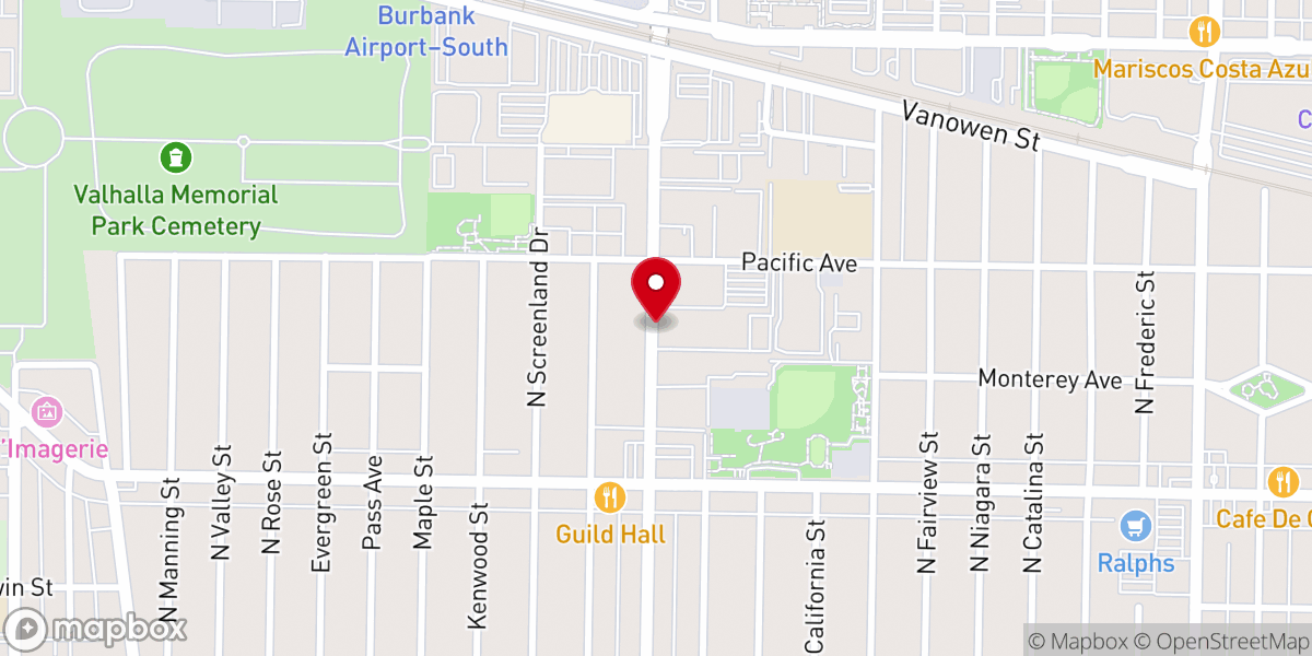 Map showing location of Burbank, CA 91503
