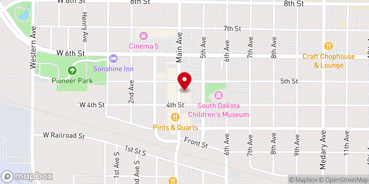 Map showing location of Downtown Brookings