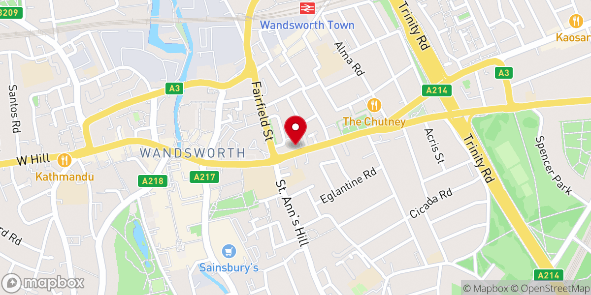 Map showing location of East Hill Baptist Church