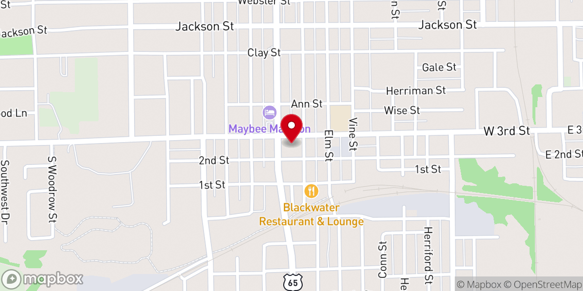 Map showing location of Calvary Baptist Church