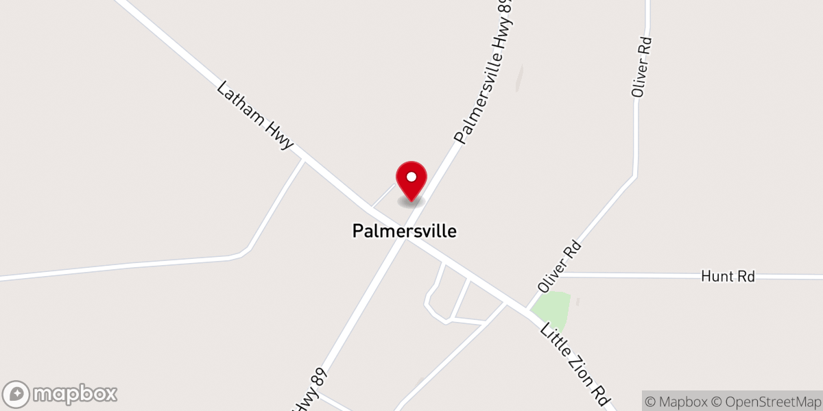 Map showing location of Palmersville Historical Society