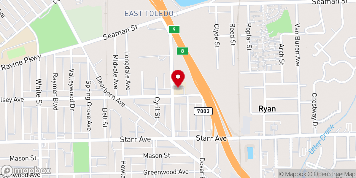Map showing location of New Heights Fellowship Baptist Church of East Toledo