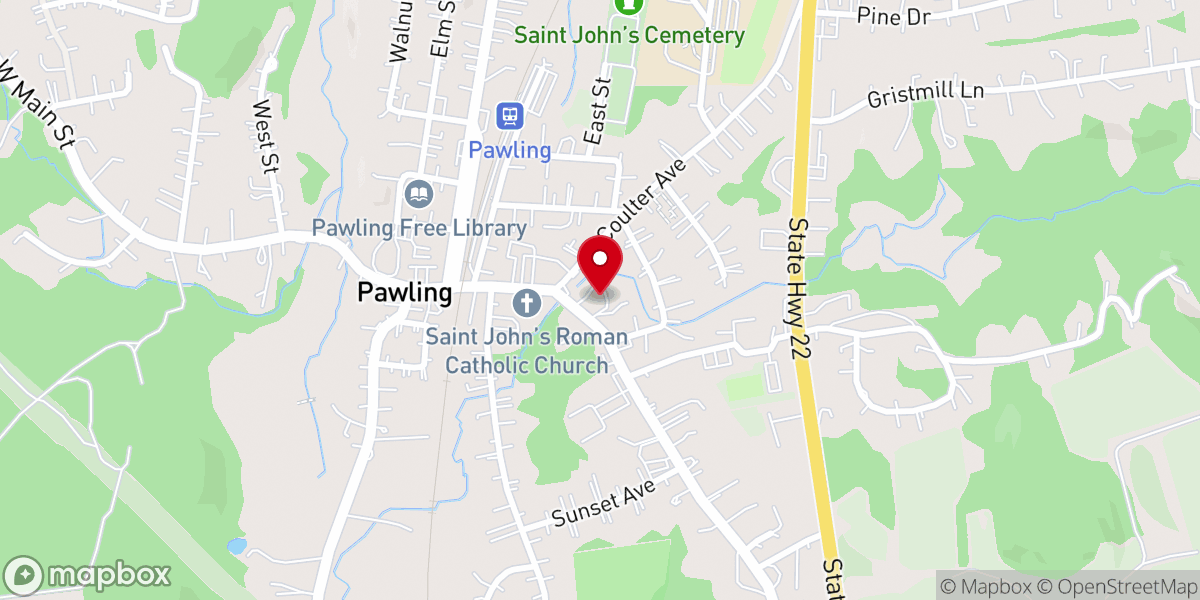Map showing location of Central Baptist Church-Pawling