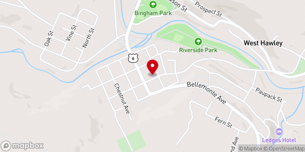 Map showing location of Downtown Hawley Partnership