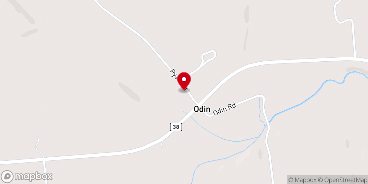 Map showing location of Odin Community Church