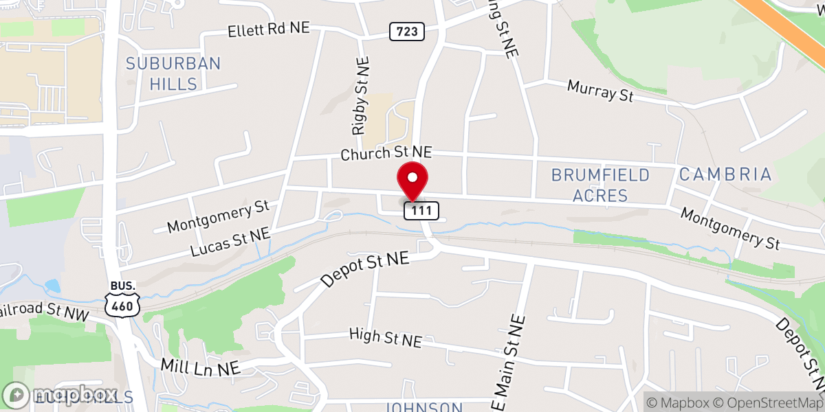 Map showing location of New River Valley Seventh-day Adventist Church