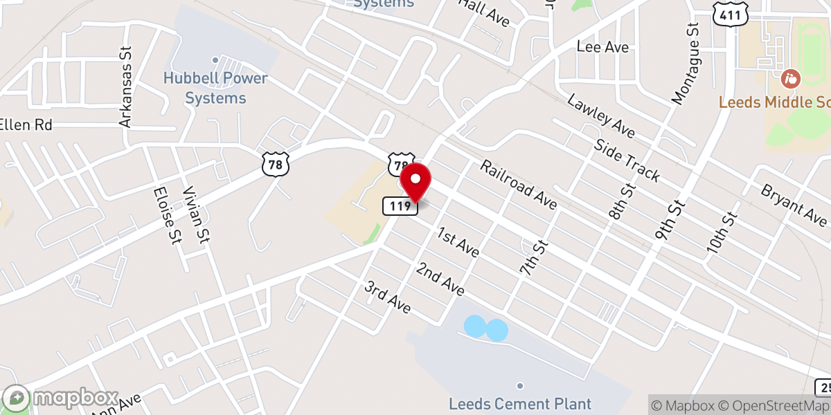 Map showing location of Leeds Presbyterian Church