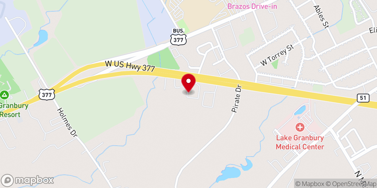 Map showing location of First Christian Church of Granbury